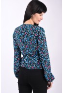 Bluza Dama Yas Yasselma Wrap Black Small Flowers